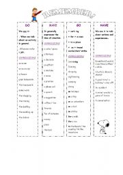 English Worksheet: DO-MAKE-HAVE-GO COLLOCATIONS