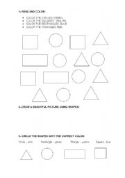 English worksheet: COLOR AND SHAPES