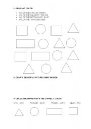 English Worksheet: COLOR AND SHAPES