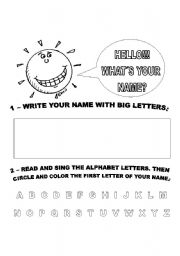 English Worksheet: Name and Alphabet