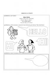 English worksheet: Greetings activity