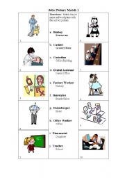 English Worksheet: Jobs Picture Match 1 of 2