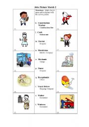 English Worksheet: Jobs Picture Match 2 of 2