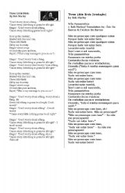 English Worksheet: SONG:  THREE LITTLE BIRDS  BY BOB MARLEY