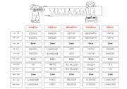 English Worksheet: subjects and timetable