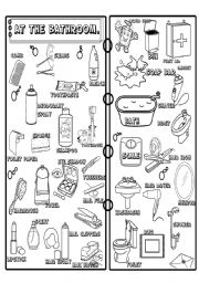 English Worksheet: bathroom pictionary
