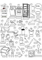 English Worksheet: kitchen items