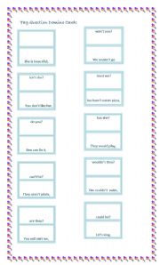 English Worksheet: Tag question domino cards