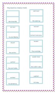 English worksheet: Tag question domino cards