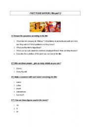 English Worksheet: Film : fast food nation