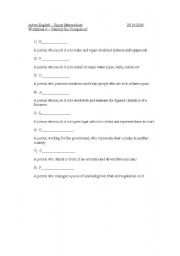 English Worksheet: Jobs - Identify the occupation