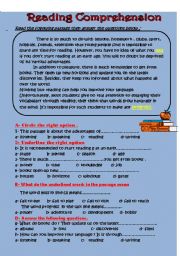 English Worksheet: The Advantages Of Reading