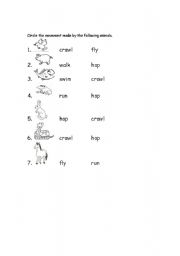 English worksheet: Animal Movements