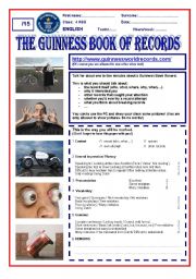 English Worksheet: The Guinness Book of World Records speaking skill