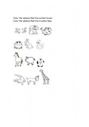 English worksheet: Land and Water Animals