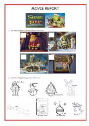 English Worksheet: Movie Report - Shrek The Halls