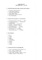 English Worksheet: Objective PET - Progress Test Units 1-4