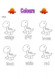 English Worksheet: colours + dinosaur