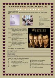 English Worksheet: UNBREAKABLE BY WESTLIFE