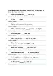 English Worksheet: conjunction
