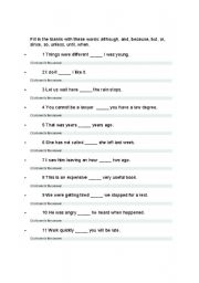 English worksheet: conjunction