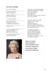 English worksheet: UK anthem 