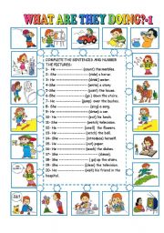 English Worksheet: WHAT ARE THEY DOING?-1
