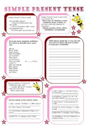 English Worksheet: simple present tense (2 pages)