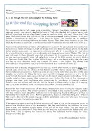 TEST:SHOPPING -Consumer Society- IS IT THE END FOR SHOPPING FEVER?