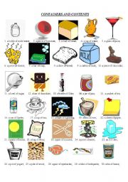 English Worksheet: Containers and contents