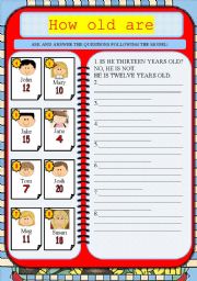 English Worksheet: HOW OLD ARE THEY?