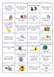 English Worksheet: Simple Past Domino- Questions and answers