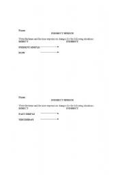 English Worksheet: INDIRECT SPEECH