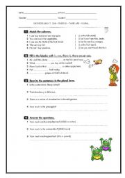 English Worksheet: Exercises about Can - There is - There are