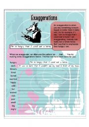 English Worksheet: literature exaggeratios