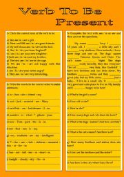 English Worksheet: Verb To Be