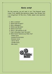 English worksheet: movie script practice