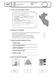 English worksheet: peru