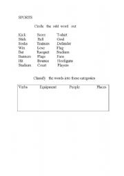 English worksheet: sports vocabulary