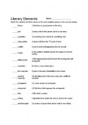 English Worksheet: Elements of Literature Quiz