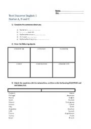 English worksheet: Test for starters (2 pages)