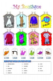 English Worksheet: my boutique