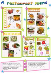 English Worksheet: A restaurant menu