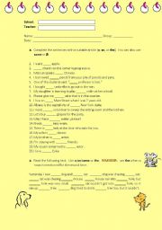English Worksheet: a, an, the and some