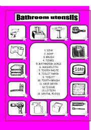 English Worksheet: BATHROOM UTENSILS