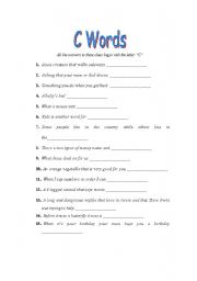 English Worksheet: Answers beginning with the Letter 