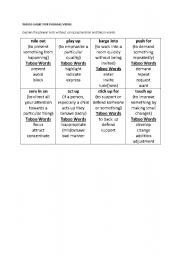 English Worksheet: phrasal verbs taboo game