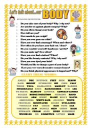English Worksheet: LETS TALK ABOUT BODY CARE (SPEAKING SERIES 25)