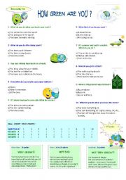 English Worksheet: How green are you ?