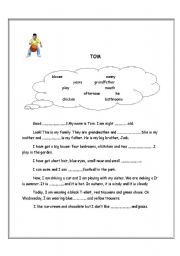 English worksheet: TOM- reading